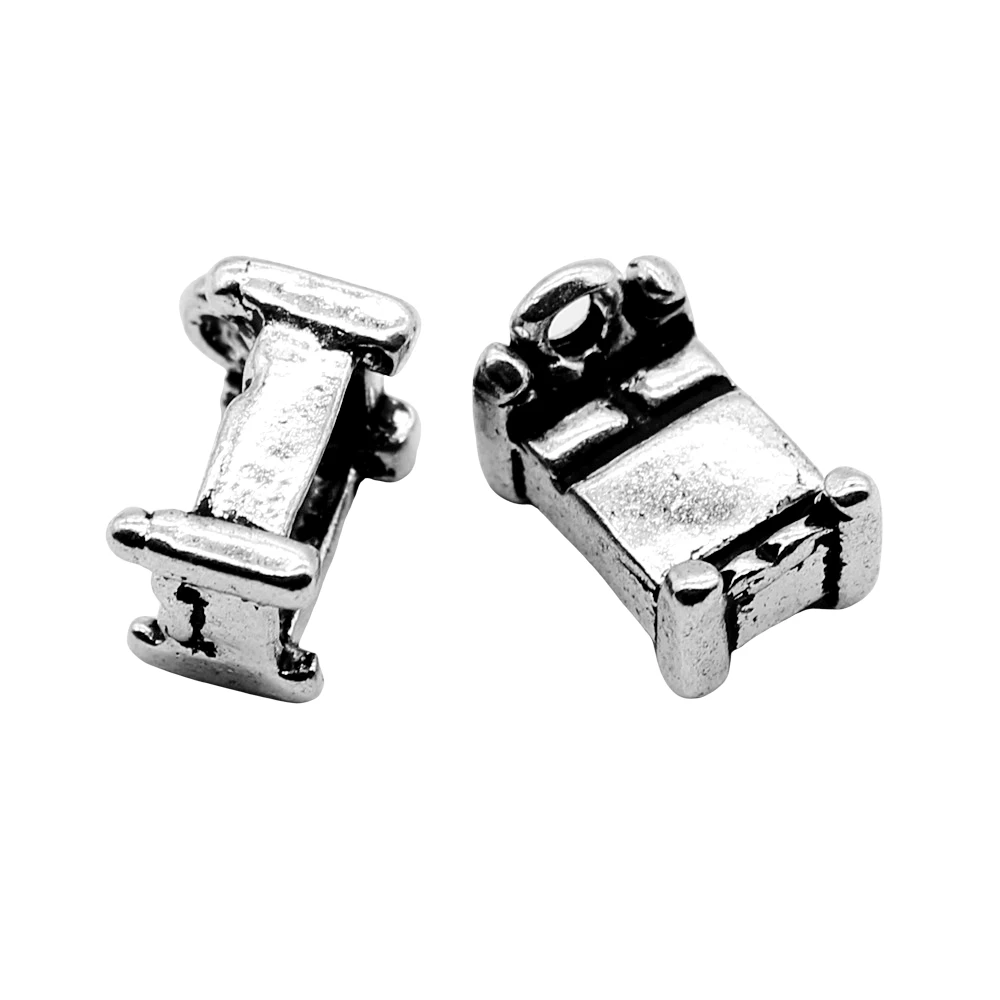 5pcs Antique Silver Color 3D Bed Charms for DIY