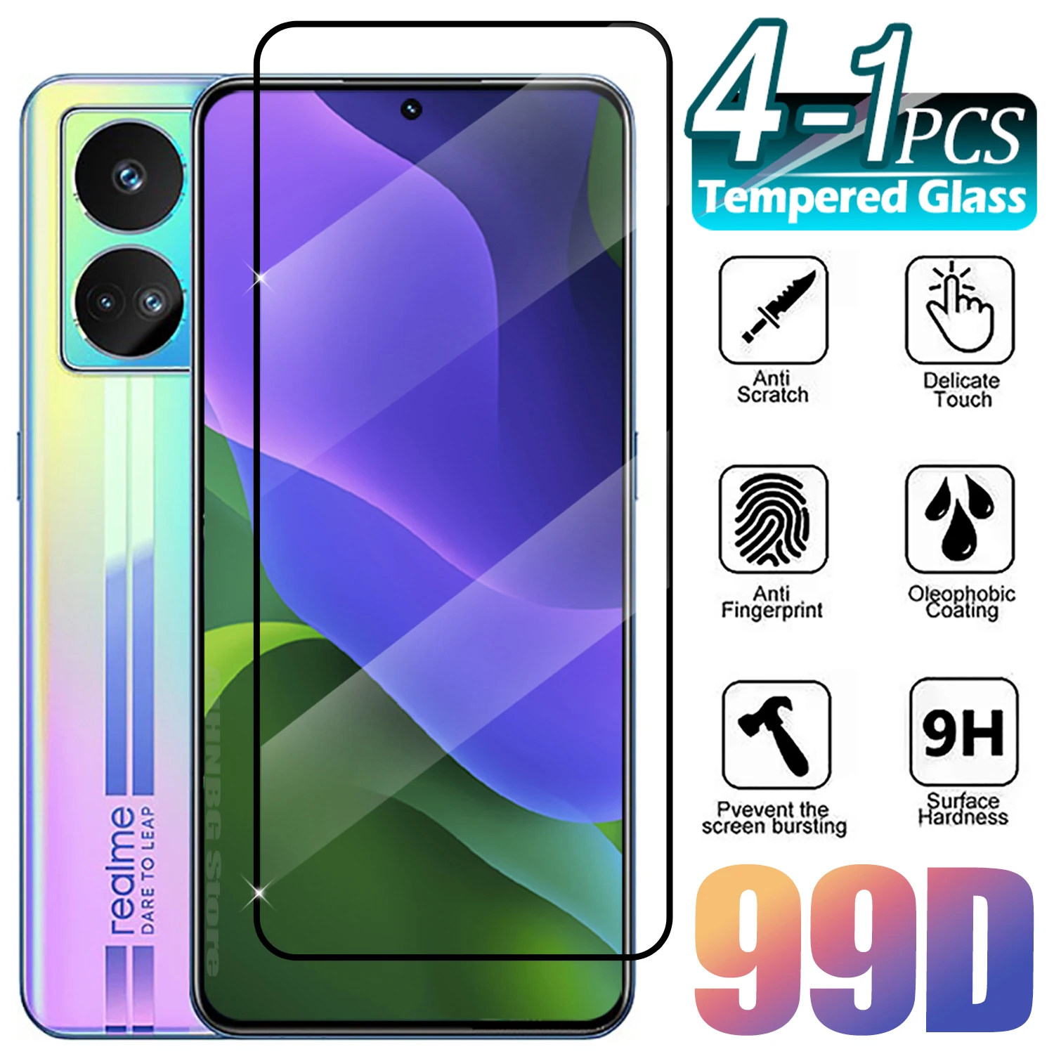 1/4Pcs Tempered Glass for Realme GT 6 5 3 2 Pro Screen Protector Glass Film for Realme GT Neo 2 2T 3 5 SE 5G GT5 240W