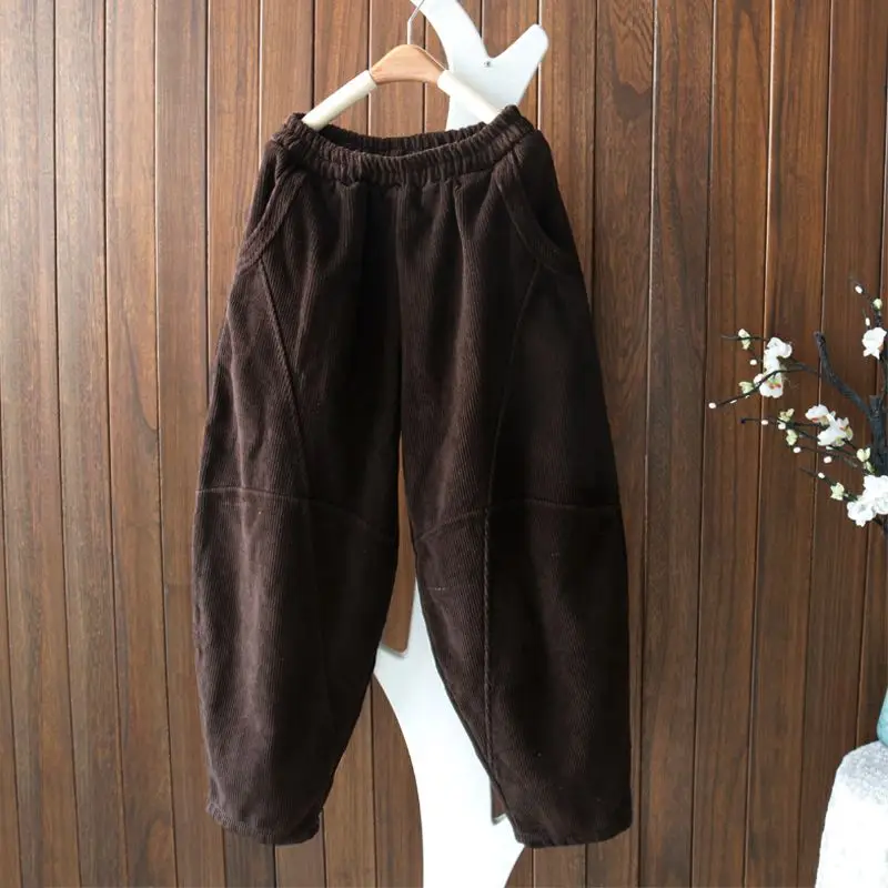 2023 New Spring and Autumn Fashion Simplicity Art Retro High Waist Pocket Loose Oversized Slimming Casual Radish Pants for Women