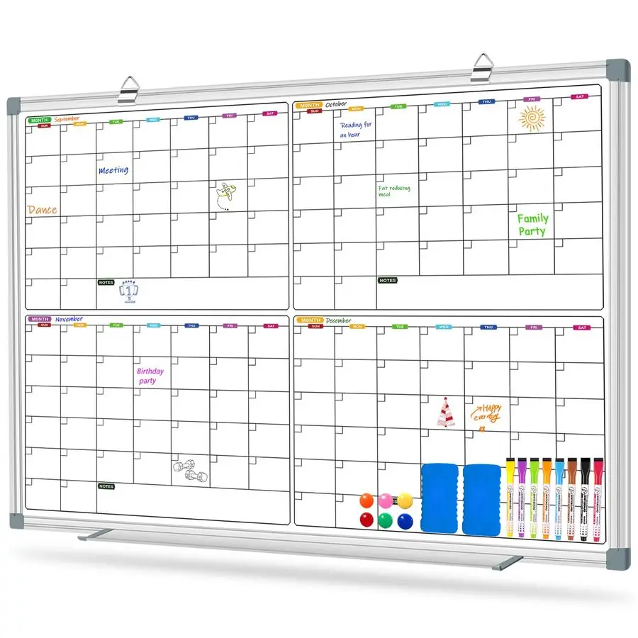 

Whiteboard for Wall 36 x 24, 4 Month Magnetic Calendar Dry Erase Board, Planning Board Bulletin Board Portable Board for Office,