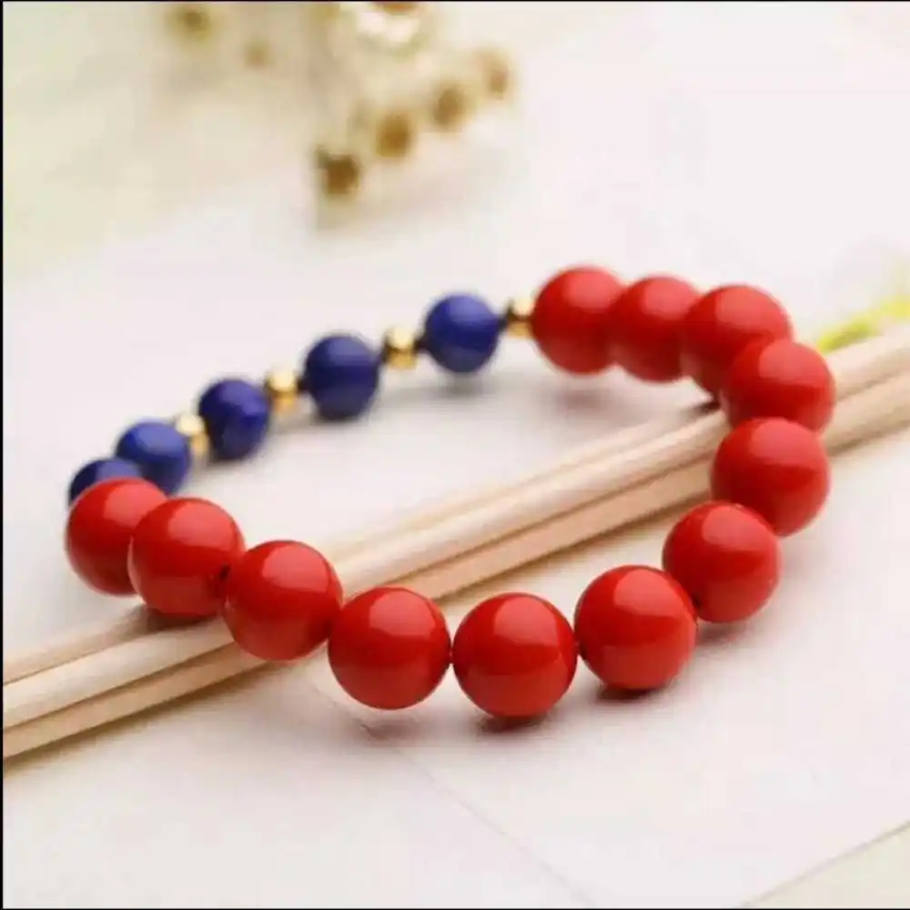 

8MM Beautiful Natural Cinnabar Lapis Lazuli Beads Bracelet spread Yoga Healing Gift Blessing Wristband Colorful Chakra Prayer