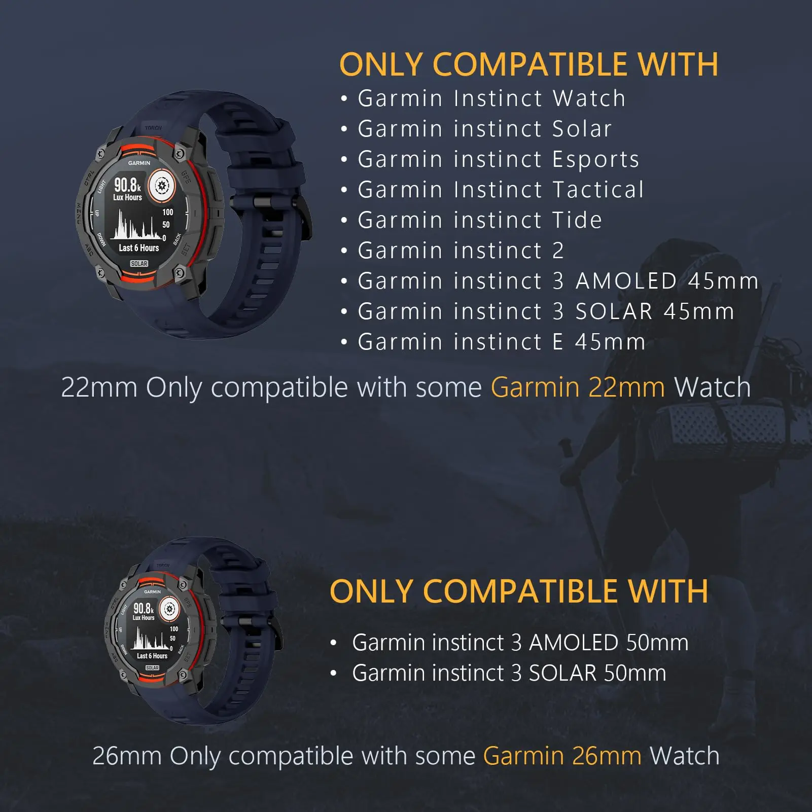 22mm 26mm Watch Band for Garmin Instinct 3 45mm 50mm Wrist Rugged Silicone Sport Belt Bracelet Correa Garmin Instinct 3 Strap view 5
