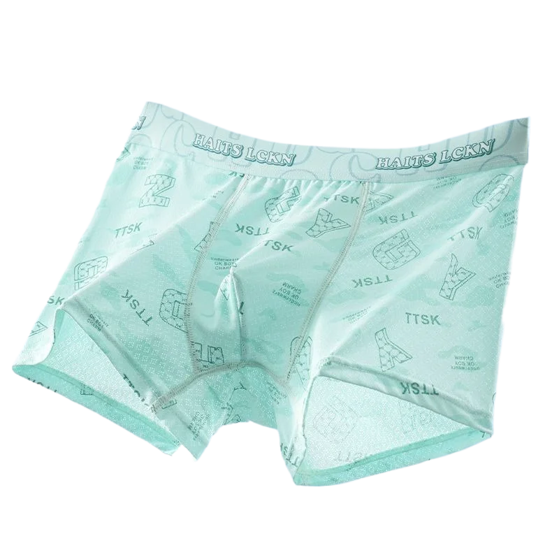 Set of 4 Ice Silk Teen Underwear Mulberry Silk Flat-corner Teenage Developmental Students Ice Silk Men's Underwear Quick-drying
