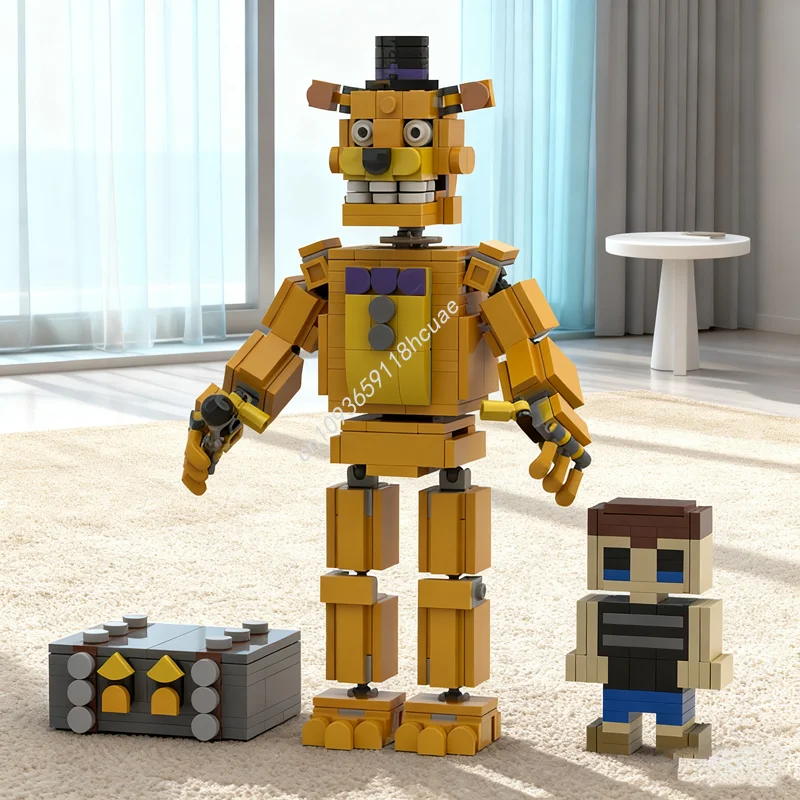 

520pcs MOC Fredbear Five Nights Freddy S 4 Model Building Blocks Toy Assemble DIY Creative Christmas Gifts Idea Education Kids
