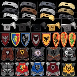 MOC Medieval Castle Knights Vest Shield Military Weapons Building Blocks Kit Lion Soldiers Shoulder Armor Bricks Toys Boys Gift