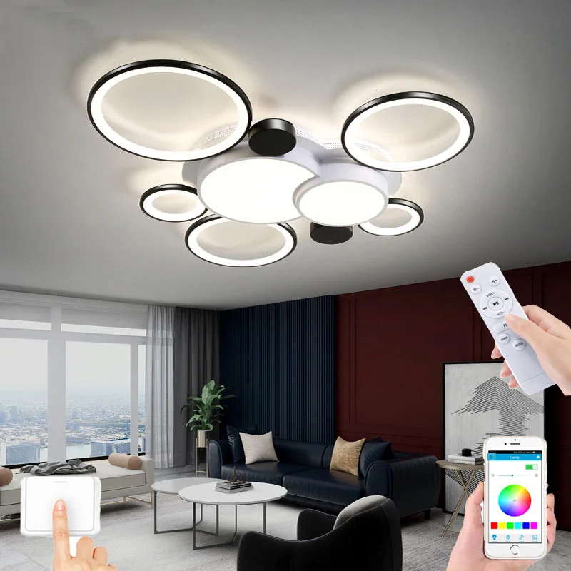 Plafonnier LED avec Télécommande, Design Moderne, Éclairage à Intensité Réglable, Idéal pour un Salon, une Chambre à Coucher, un Hall, un Restaurant ou un Hôtel