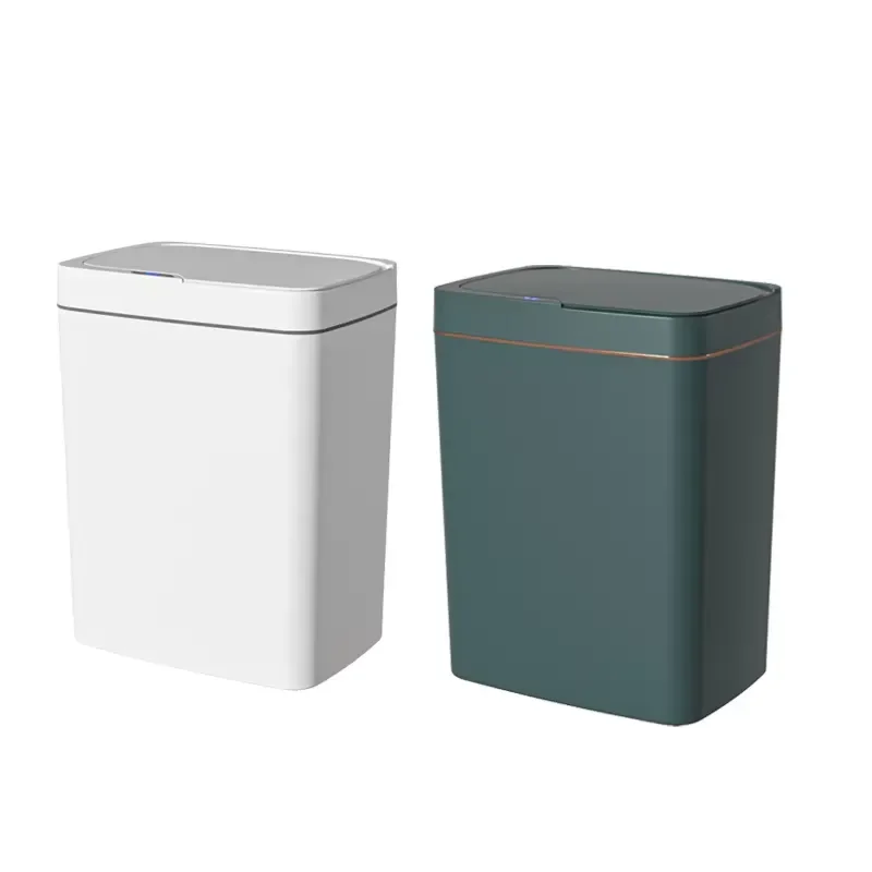 Smart Plastic Trash Can with Lid Induction Automatic Electric Waste Bin for Household Living Room Bathroom Toilet Sanitary