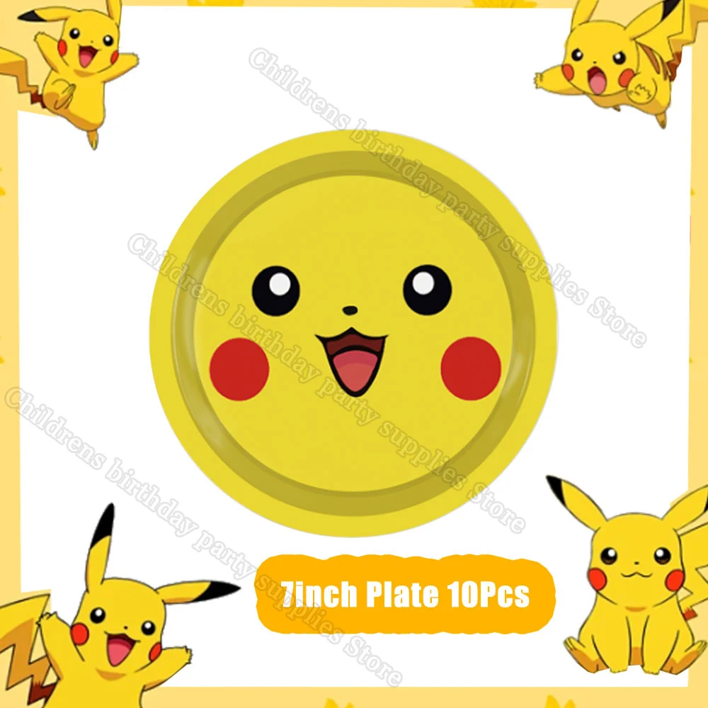 Game Pokemon Cartoon Pikachu Party Supplies Decoration Paper Tableware 32inch Number Foil Ballon Boy Birthday Scene Layout Toys