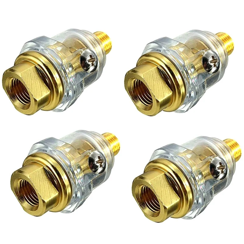 4Pcs Mini Oiler Pneumatic Tool Parts 1/4Inch NPT Oiler Oil Lubricator For Air Compression Air Tool Oiler -Yellow