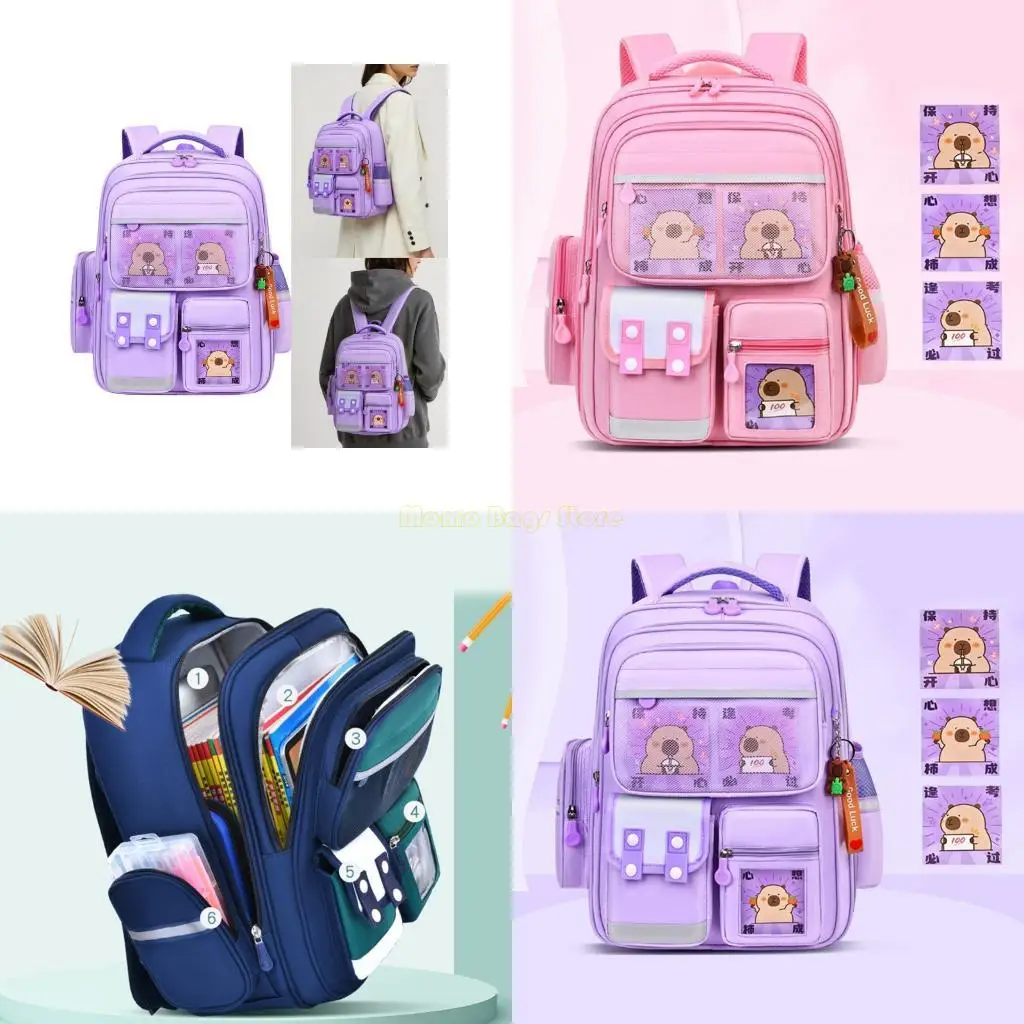 

X90D Lightweight Capybara Backpack Breathable and Spacious School Bag Fashion Book Bags for Children with Ergonomic Strap