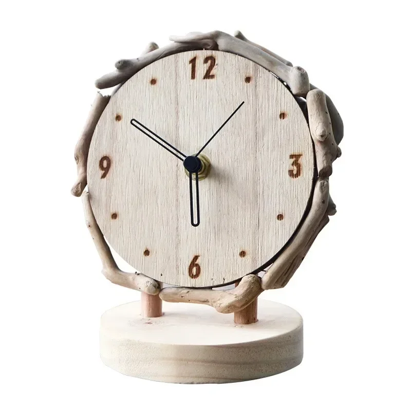

Log desktop clock clock, living room home simple clock ornament