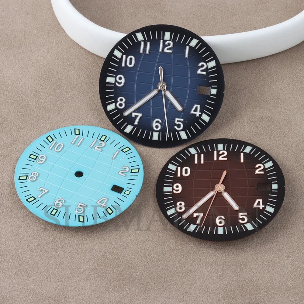 

Nh35 Dial 31.5mm Watch Dial Face Green Luminous Dial Hands for Nh35/Nh36 Automatic Movement Fit Aquanaut Watch Replacement Parts