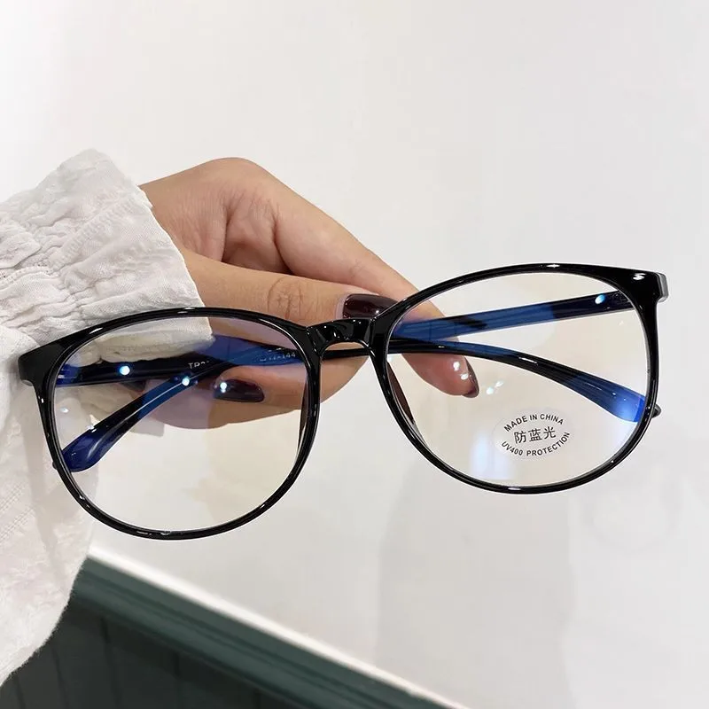 300pcs/lot New anti-blue light eyeglasses myopia finished large plain black frame with degree eyeglasses frame flat lens manufac