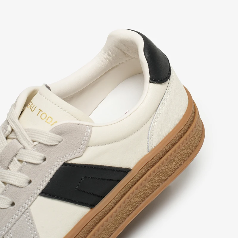 BEAUTODAY أحذية رياضية كاجوال للنساء جلد البقر المدبوغ سبليت ستوكات المرقعة أحذية الدانتيل متابعة الإناث المدربين اليدوية 29768 #5