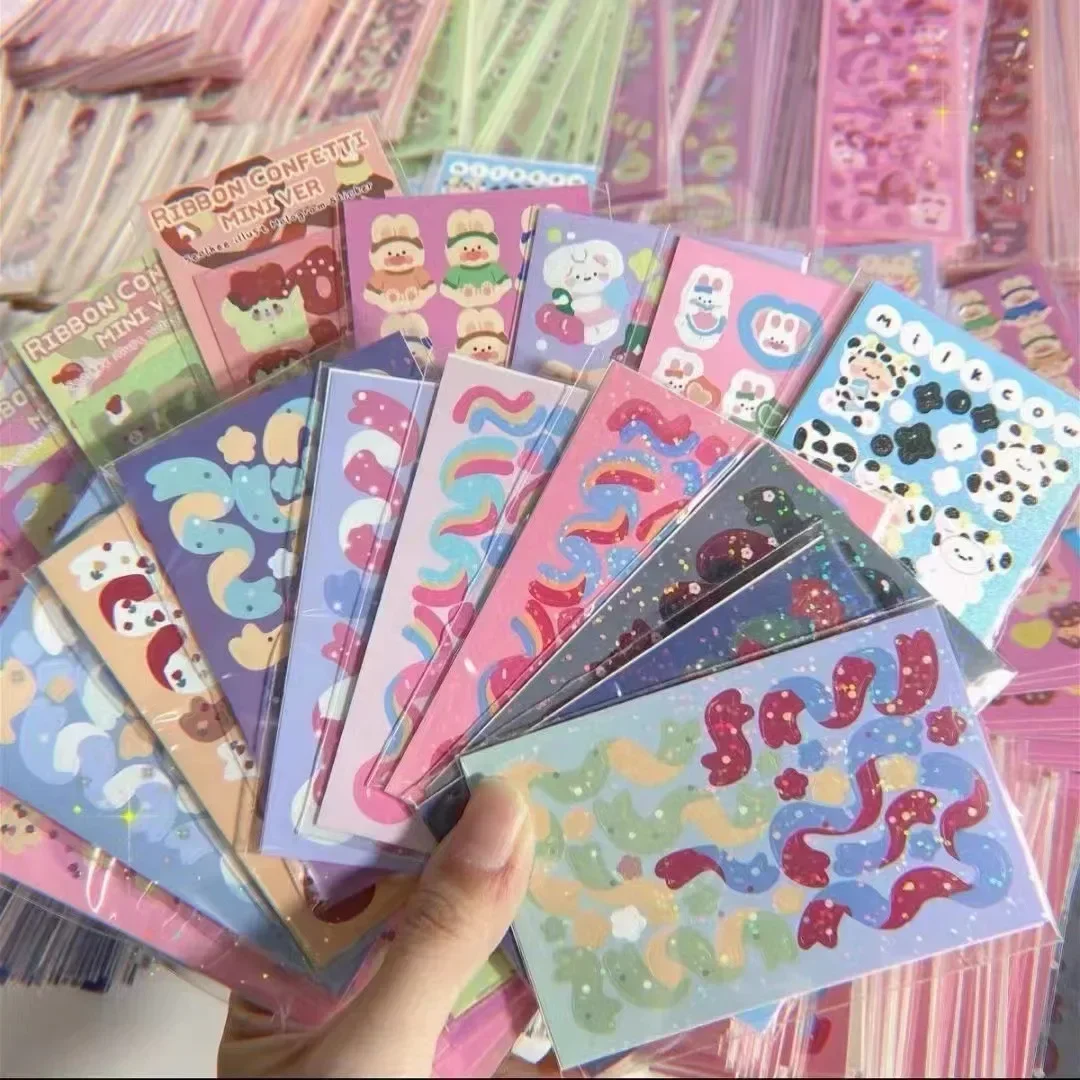 10pcs/20pcs/30pcs Random Sticker Pack Laser Decorative Kawaii Album Stickers Korean Stationery DIY Material