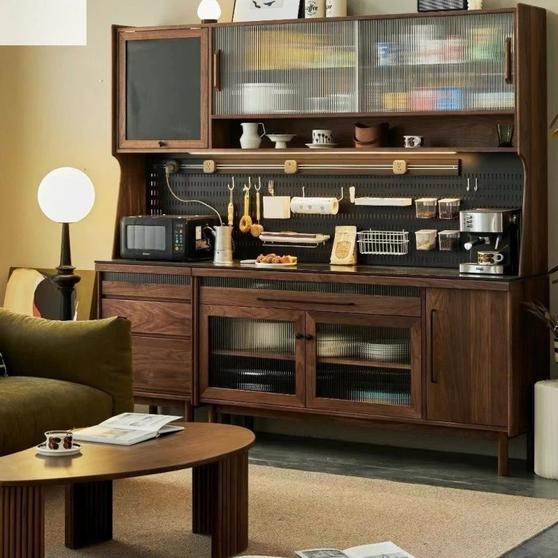 

North American walnut color dining side cabinet integrated, against the wall wine cabinet living room kitchen solid wood high