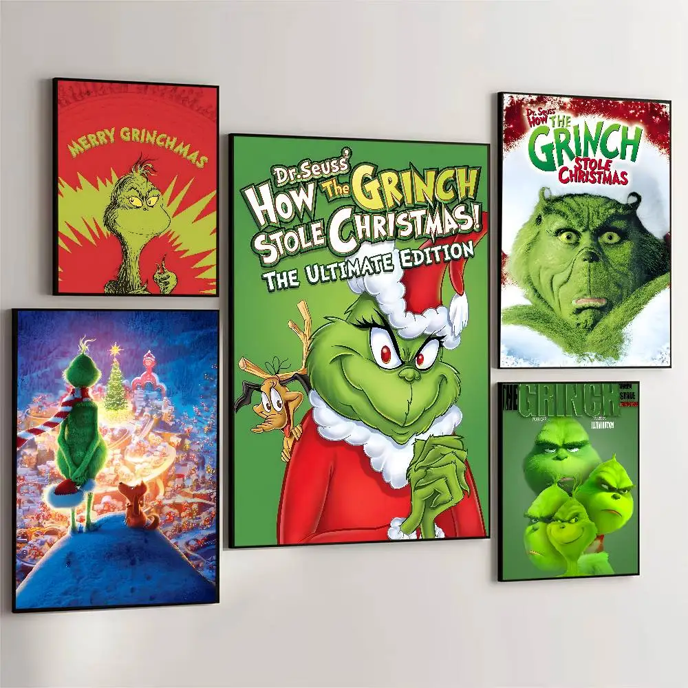 1pc anime o g-grinch cartaz auto-adesivo arte adesivo de papel à prova dwaterproof água café casa bar decoração da parede do quarto