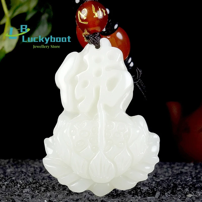 

Hand-carved Xinjiang Hetian Jade Jewelry Pendant Natural Jade Stone Lotus Buddha Pendant Necklace Men And Women Jewelry Wholesal