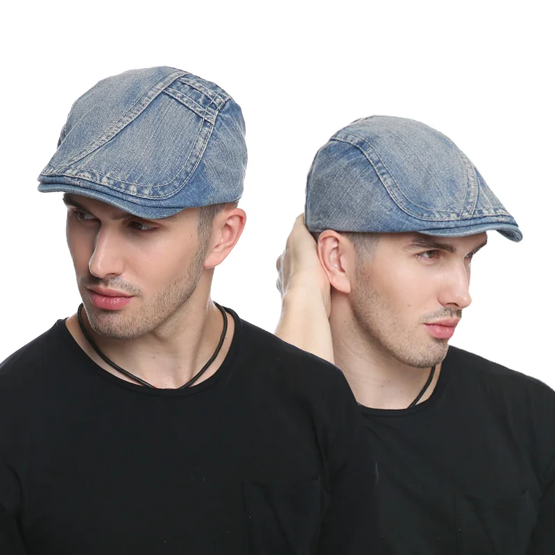 Casual Cowboy Flat Cap Vintage Denim Cloth Casual Peaked Beret Cap for Women Men High Quality Fashion Retro Jean Hat