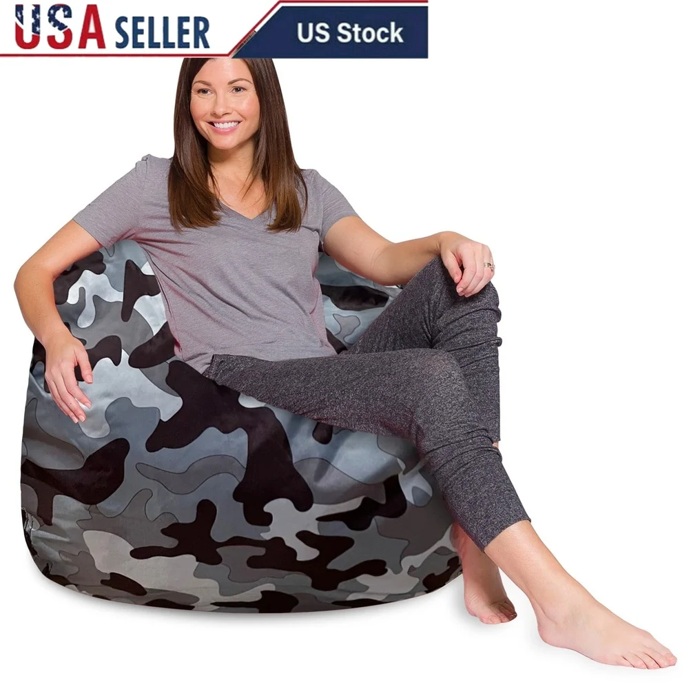 

Premium Camo Bean Bag Chair Kids Teens Adults Lightweight Washable Cover Durable Comfortable Fun Furniture 48in X-Large
