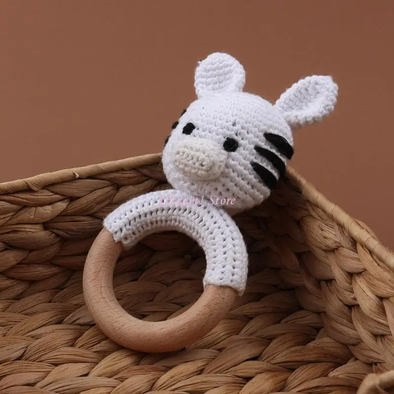 Y1UB crochê brinquedo anel dentição para crianças bercenárias Brinquedos decoração para desenhos animados para bebês