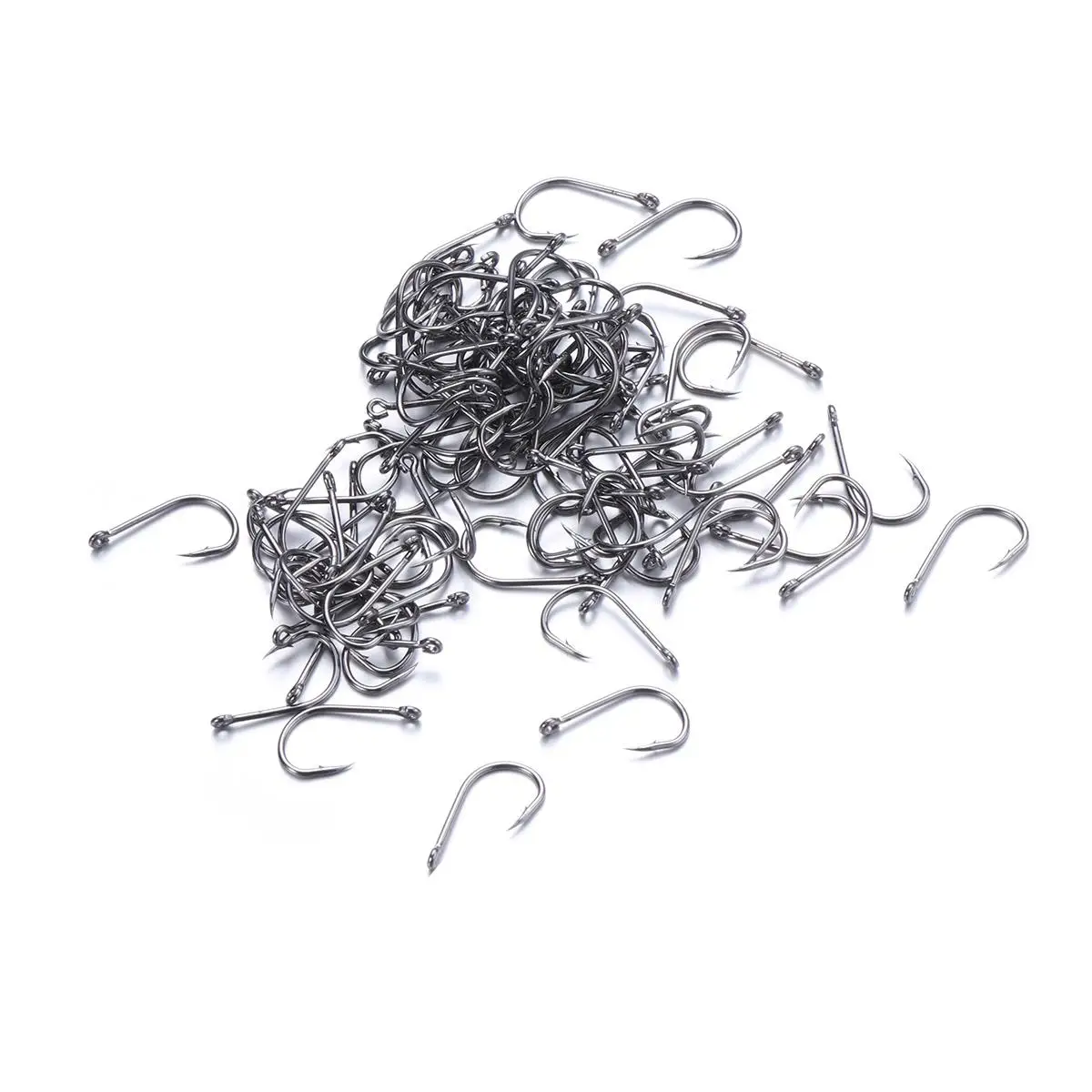 100 PCS Boxed Fish Hook Bait Hooks Fishing Saltwater Freshwater with Hole Lure Tackle