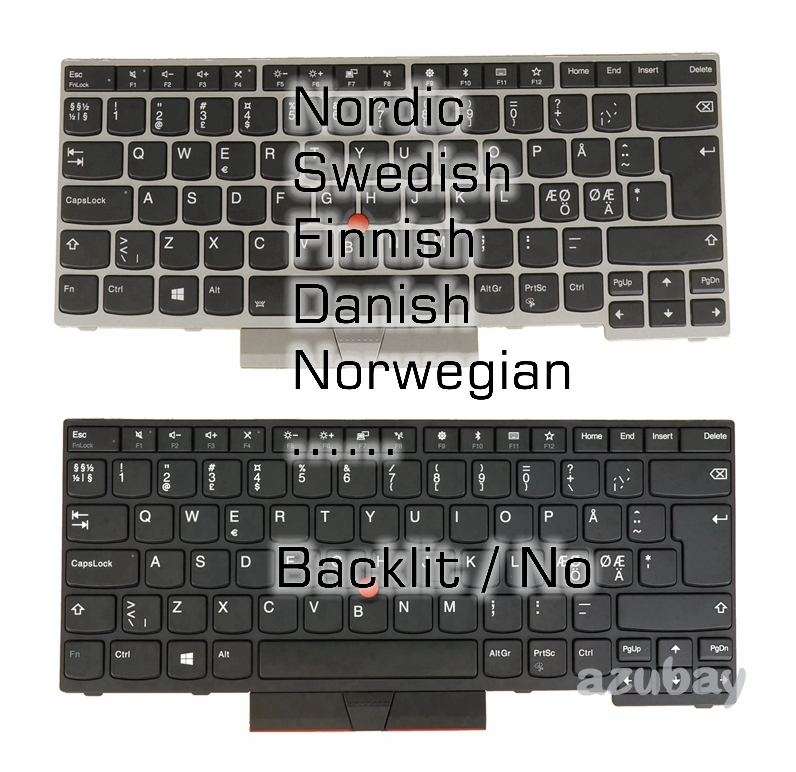 Nordic Swedish Finnish Norwegian Danish Keyboard For Lenovo Thinkpad L380 / Yoga, L390 / Yoga, T480s T490 T495 P43s, Backlit /No