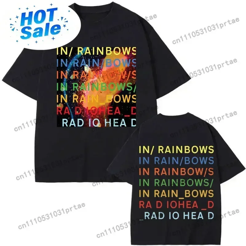Rock Band Radiohead in Rainbows Album Merch T-shirt Men Women Clothing Y2k Fashion T-shirts Summer Casual Loose Cotton T Shirts