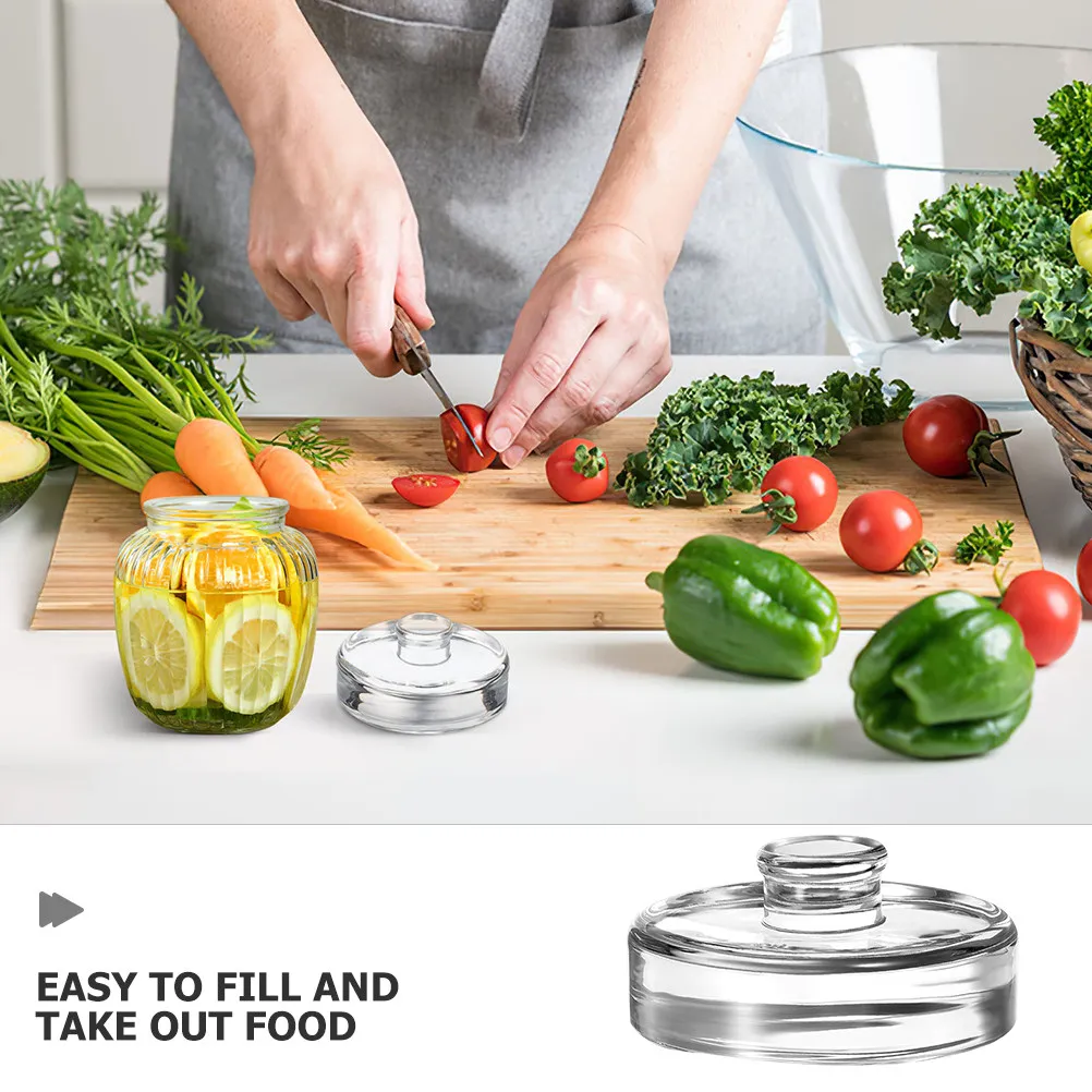 

2pcs Fermented Glass Weights Wide Mouth Jar Lid Glass Fermenting Weights Kitchen Glass Fermenting Sealed Lid For Kimchi Making