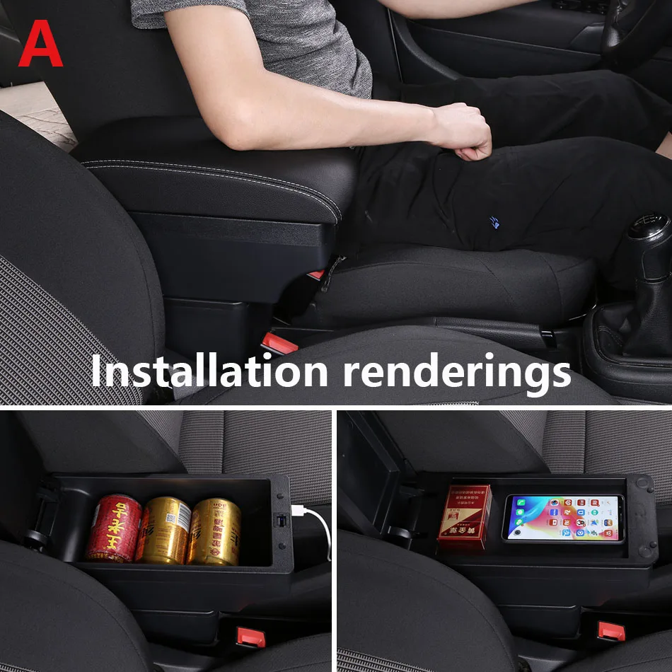 For Kia Rio 3 Armrest box  For Kia Rio III 2011-2016 Car Storage Box Car Accessories Interior Details Retrofit parts PU Leather