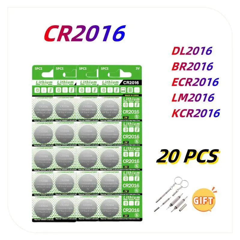 

Литиевая батарея монетного типа CR2016, 20 шт., DL2016 BR2016 DL2016 LM2016 для часов, электронных игрушек, калькуляторов