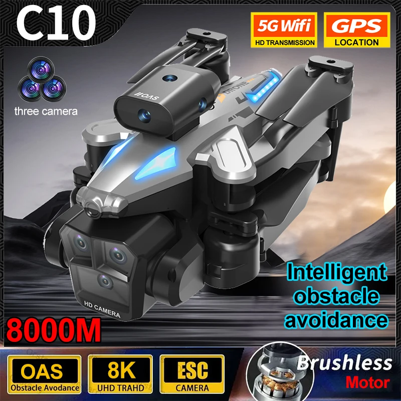 

2024 New C10/E88 8K HD Professional Three-Camera Aerial Photography Obstacle Avoidance Optical Flow Long Range Drone Quadcopter
