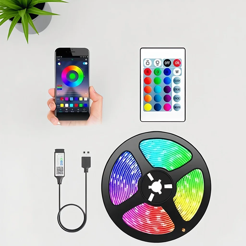 

Светодиодные ленты с управлением от Smart APP, Bluetooth RGB с синхронизацией музыки для спальни, телевизора и игровых комнат