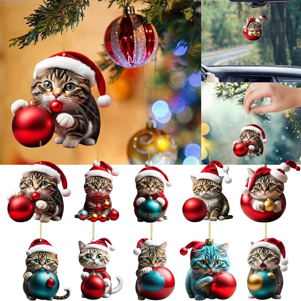 Cat Themed Decorations Set Cat Themed Decor 8*5cm Cute Cat Ornaments Creative Party Decor Easy Hanging Ornaments