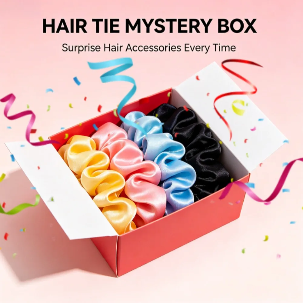 

Multi Style Hair Scrunchies Blind Box Random Floral Plain Print Hair Rope Cute Girls Daily Hair Ornaments Lucky Mystery Pack