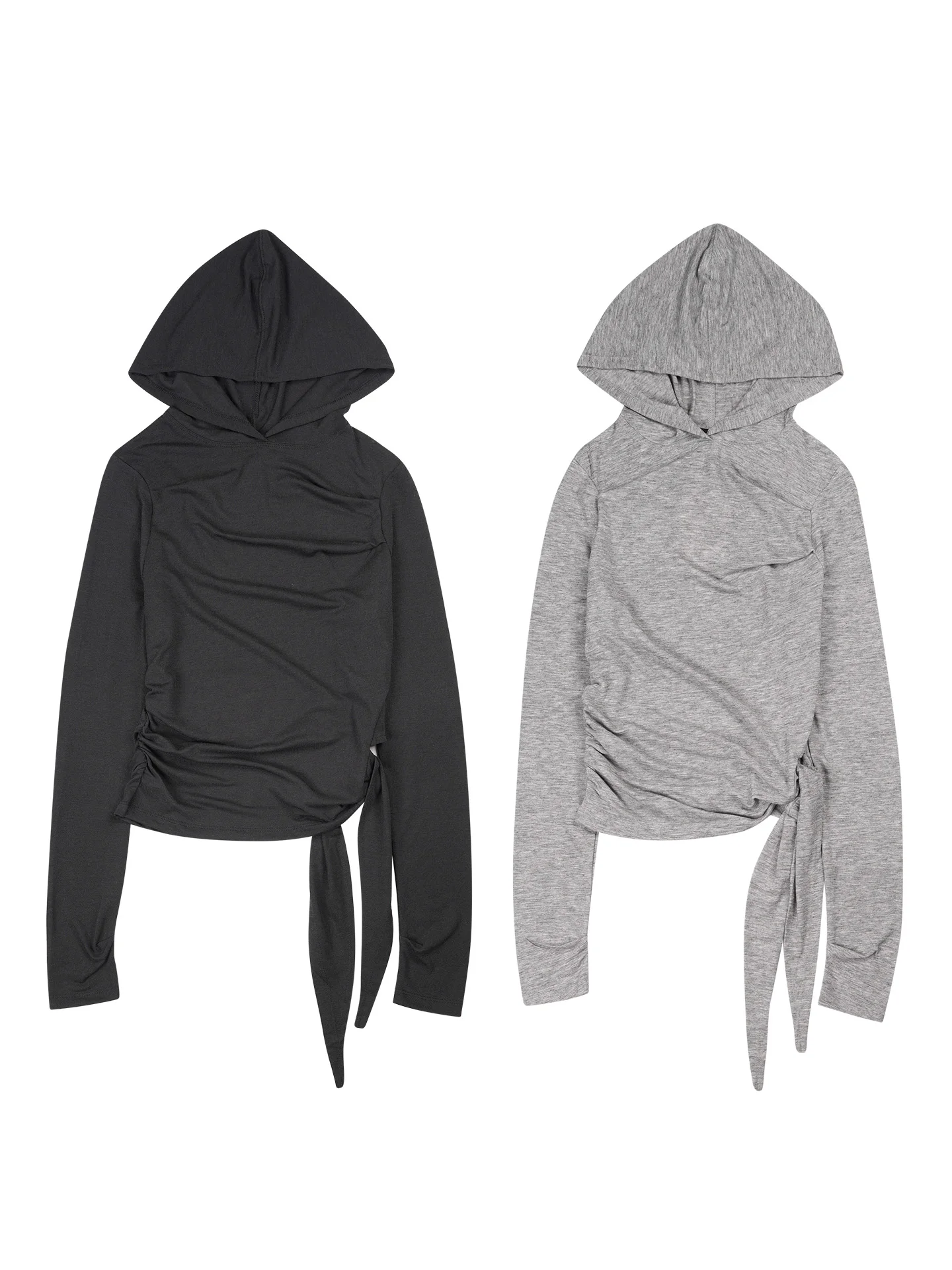 

Женская приталенная футболка в корейском стиле с длинным рукавом, поясом, воротником-стойкой, расклешенным низом, высокой талией, из полиэстеровой смеси, укороченная