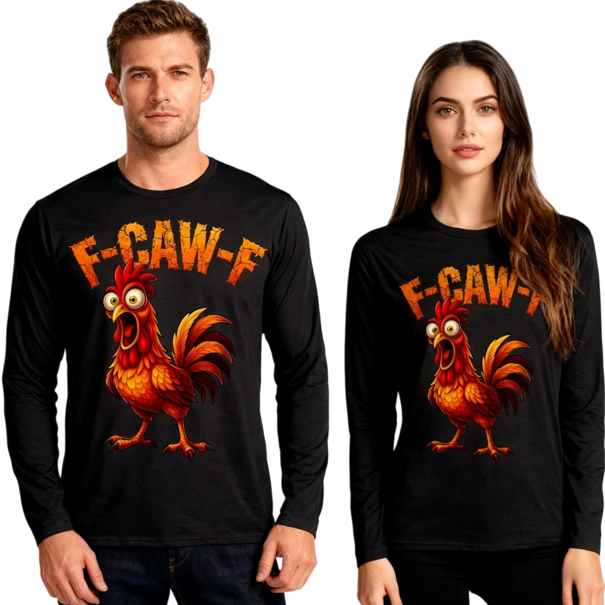 

F-Caw-F курица юмор цитата петух мультяшный принт мужские и женские футболки с длинными рукавами дышащие быстросохнущие мягкие эластичные мото