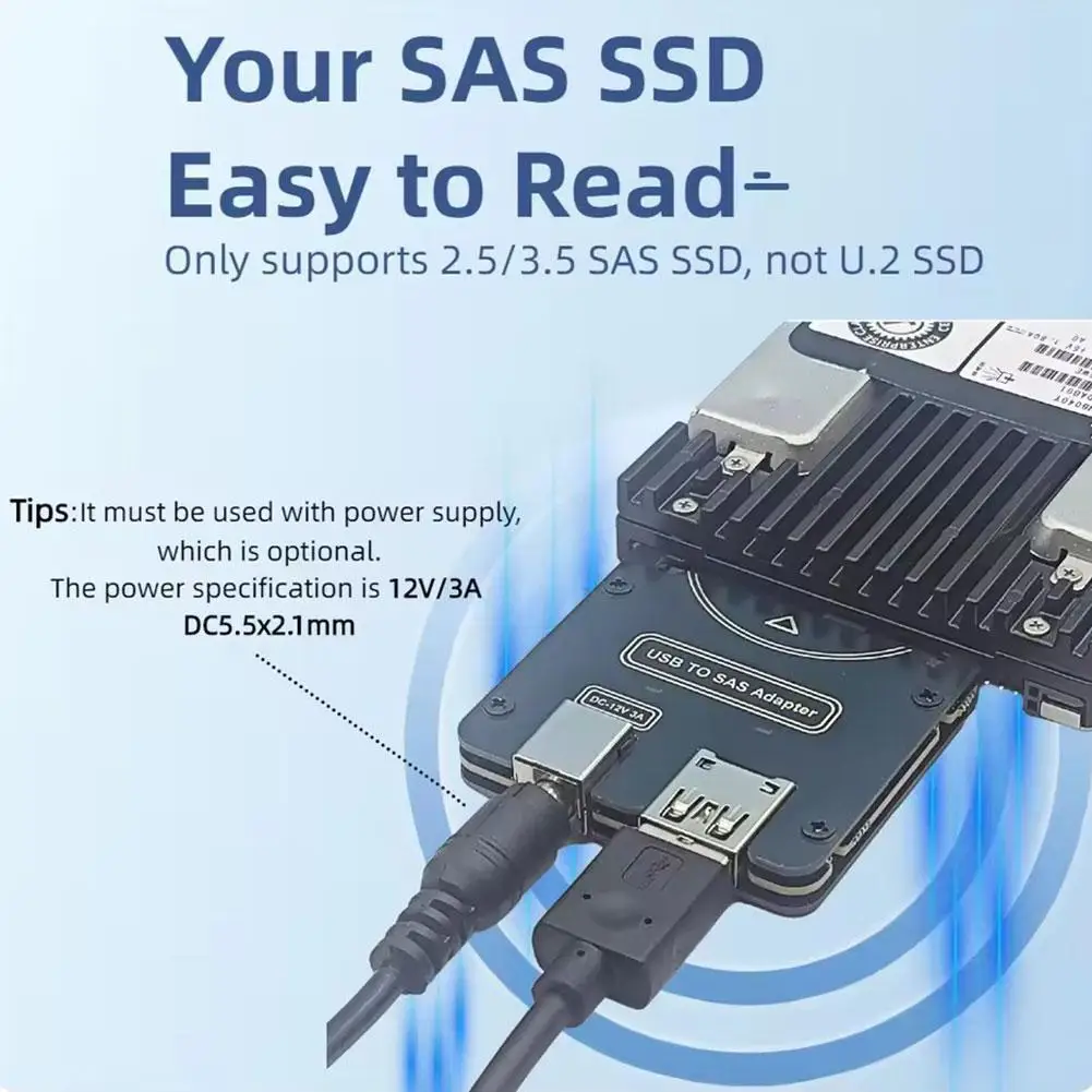 USB To SAS 29 Pin Adapter Cable 6Gbps External Power Required SSD Hard Drive Converter Card PC Support