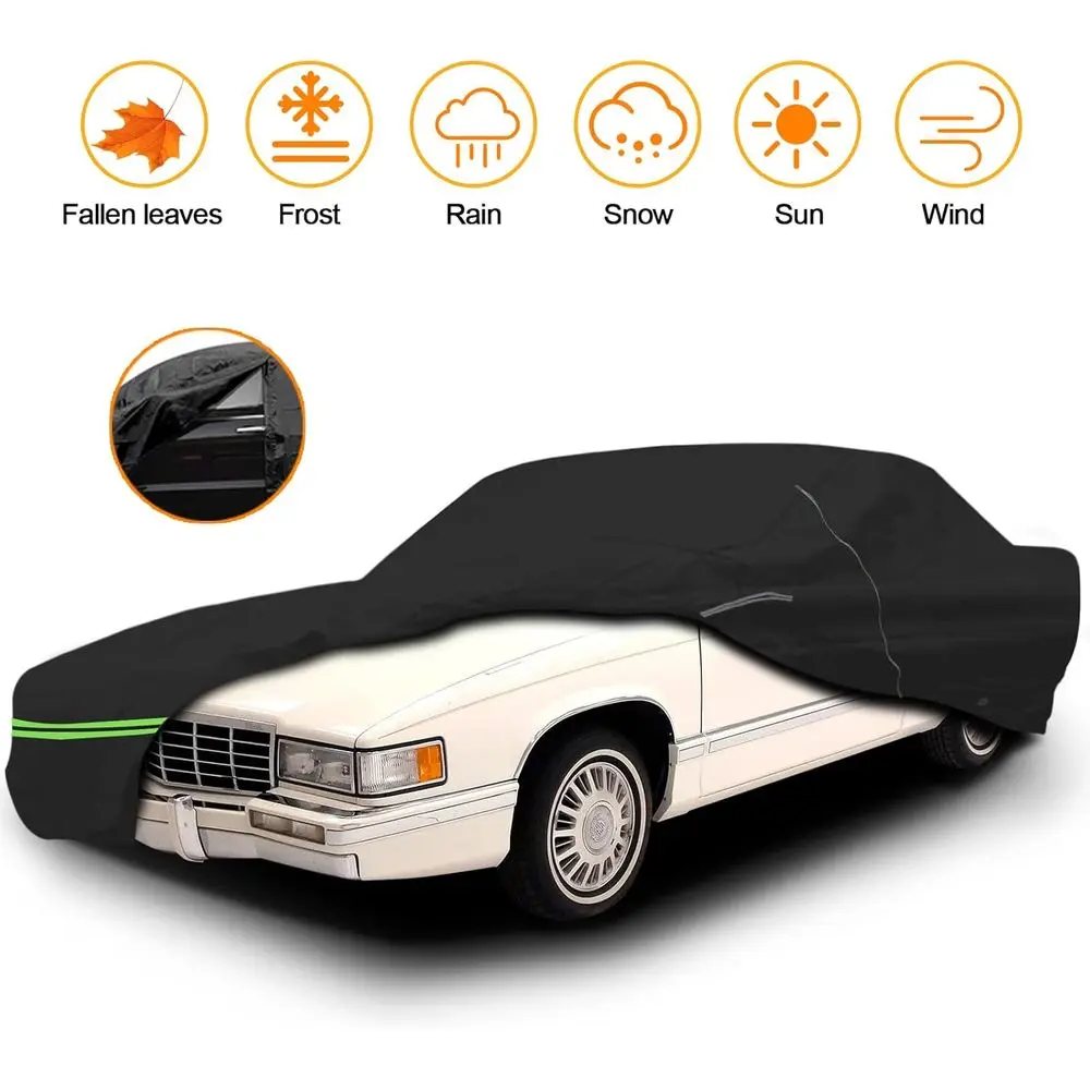 Copertura per auto impermeabile 210T per tutte le stagioni per Cadillac DeVille Berlina/Coupe 1989-2005 con accesso alla porta con cerniera