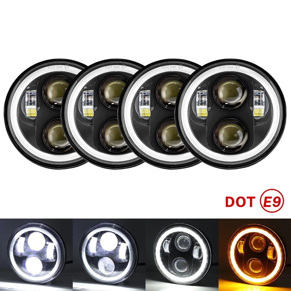 For Classic BMW E30 E32 E34 Accessories Headlight LED Angel Eyes Halo Ring Eye DRL 4pcs 5.75inch LED headlamp