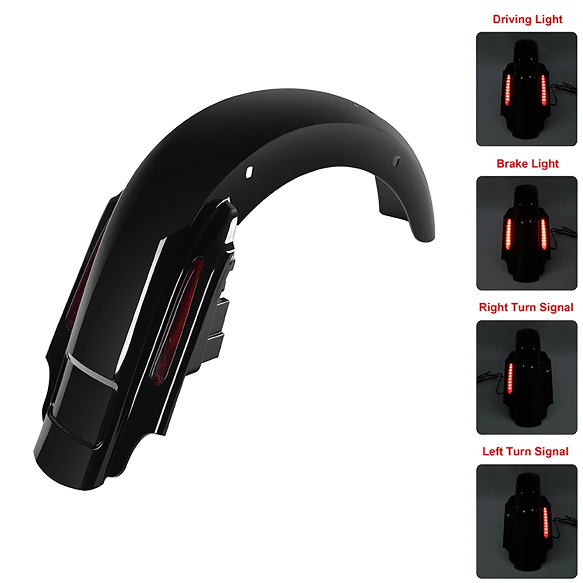 Motorcycle LED Light Rear Fender Extension Fascia Set For Harley Davidson Touring Street Glide Road King Classic 1993-2008