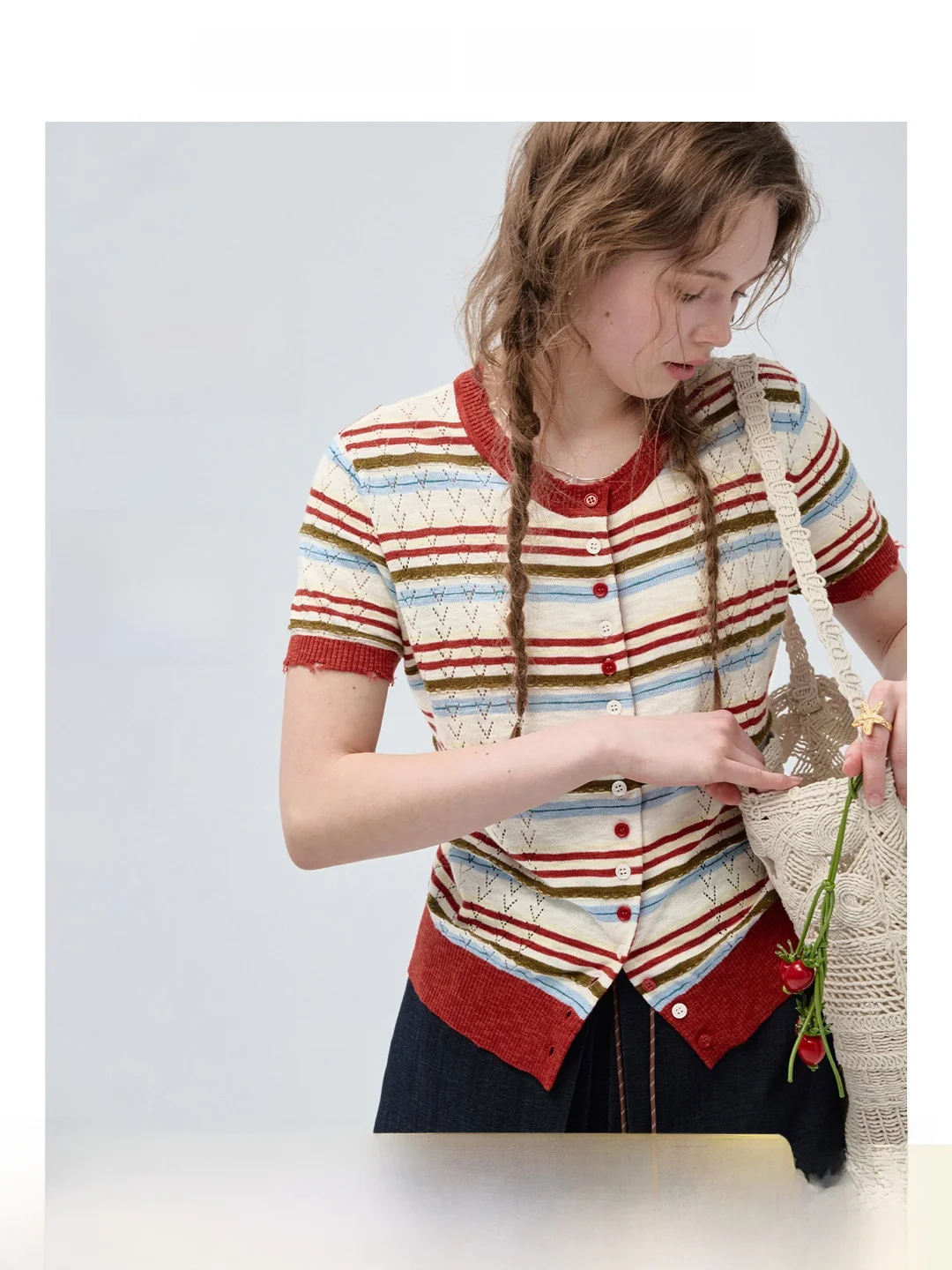 

plus Size Women's Striped Knitwear Short Sleeve Light Weight Summer Top for Plump MM Commute Style Korean Version Breathable ...