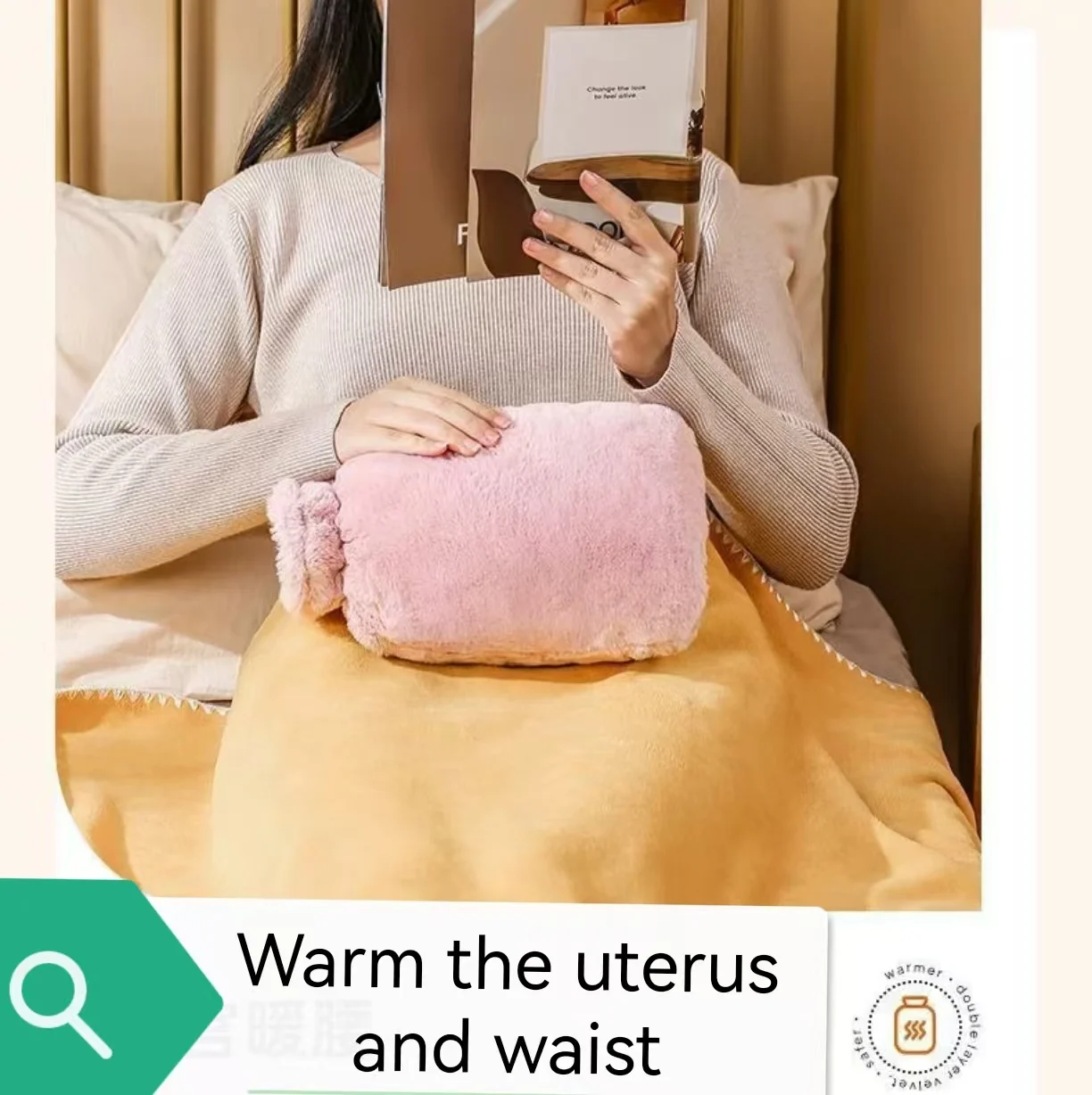 Hot Water Bottle Thickened Explosion-proof Water Filled Warmer Free Plush Cover for Women Period Pain
