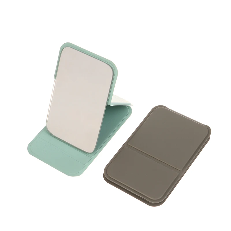 【A-Nice】Cermin Rias Mini PU untuk Meja, Cermin Kecantikan Portabel yang Dapat Disesuaikan, Cermin Lipat untuk Kosmetik