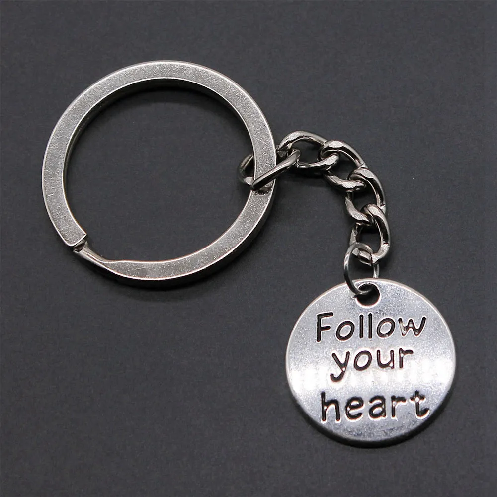 1pcs Follow Your Heart key case accessories for women jewelry tools diy Ring Size 28mm