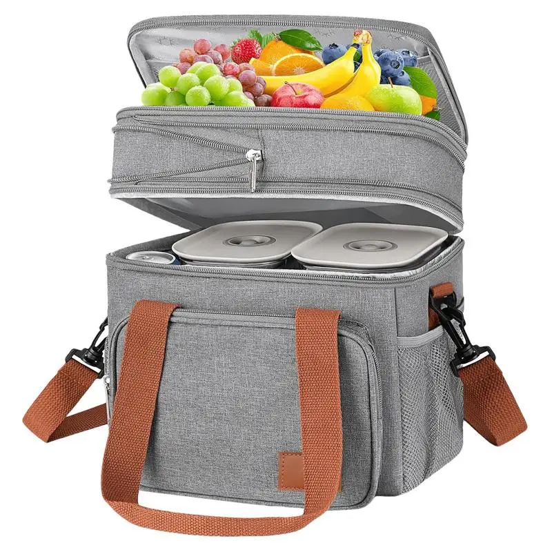 Double layer lunch bag foldable lunch bag Luch Tote Bag Multifunctional Double Layers Tote Cooler Lunch Bags Picnic Lunch Box