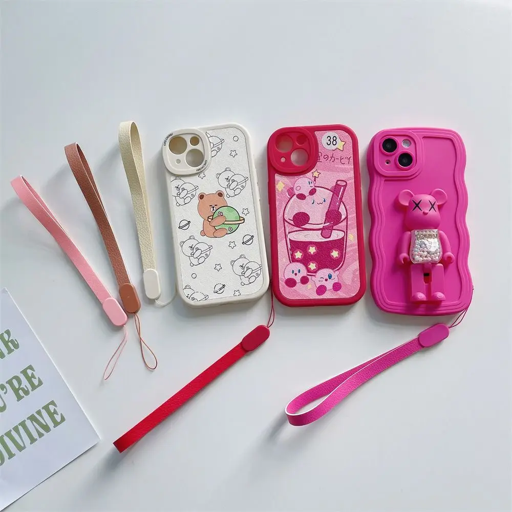 

Короткий ремешок для мобильного телефона из искусственной кожи с защитой от потери, простой кожаный короткий ремешок на запястье, ювелирные изделия Ins