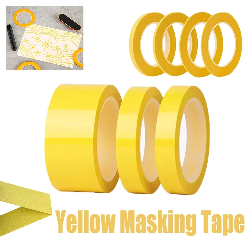 

18M/20M/50M Yellow Masking Tape Car sticker Adhesive DlY Painting Paper Painter Decor Craft General Purpose Craft Accessories