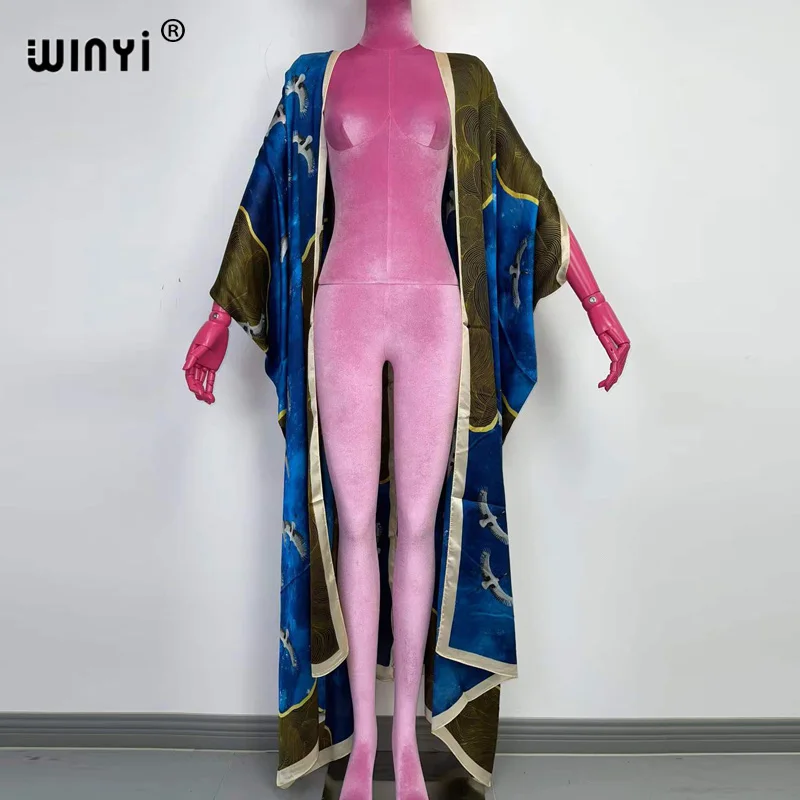 WINYI-kimono europeo para mujer, cárdigan de manga larga para cóctel, sexy, bohemio, para playa, para vacaciones africanas, 2022