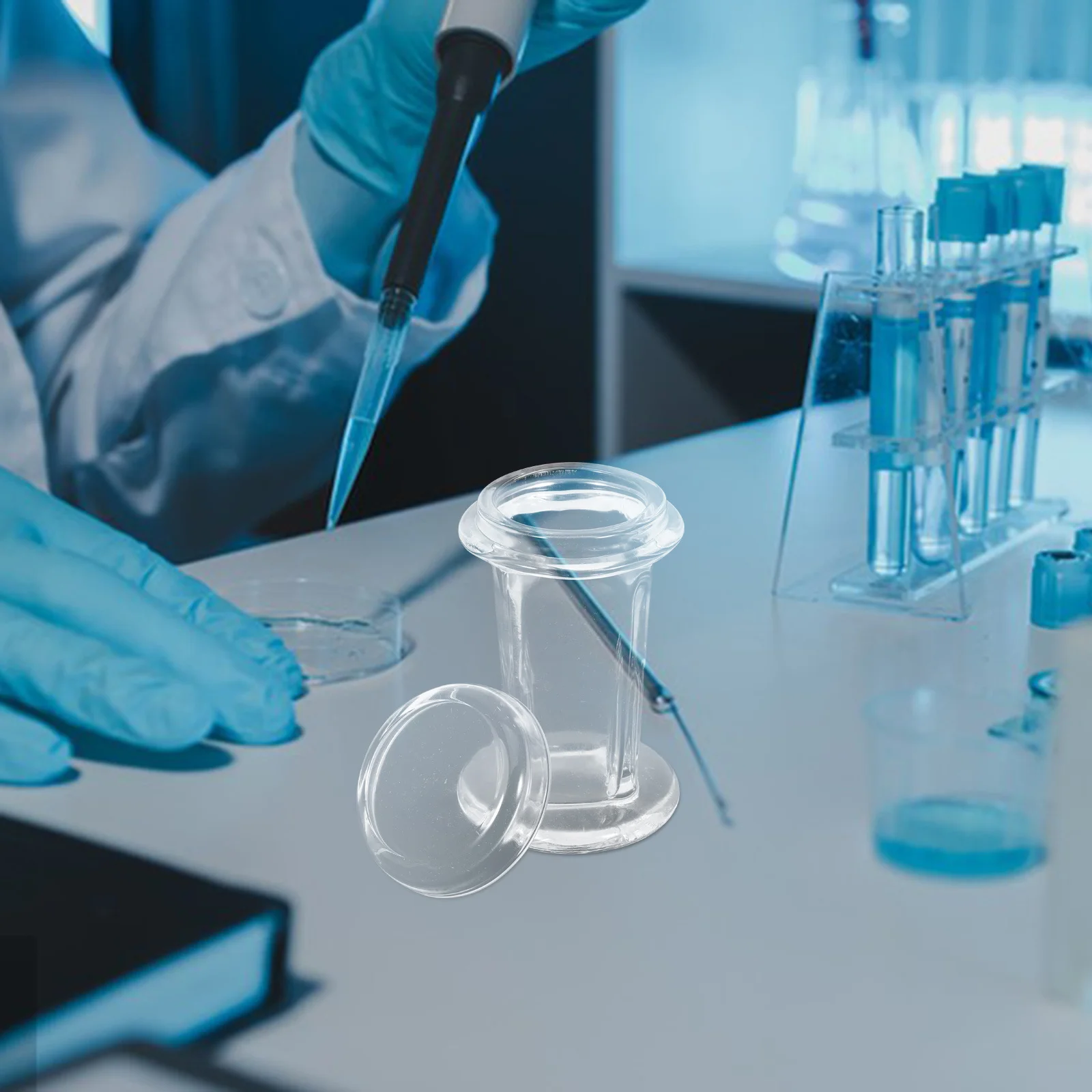 

2pcs Staining Jar Glass 5 Slides Capacity Vertical Design Heat Resistant Lab Slide Staining Tank Clear Lid Laboratory Microscope